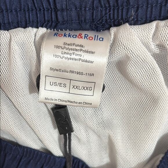 XXL Navy/Orange Palm Tree Swim Shorts - Picture 4 of 4